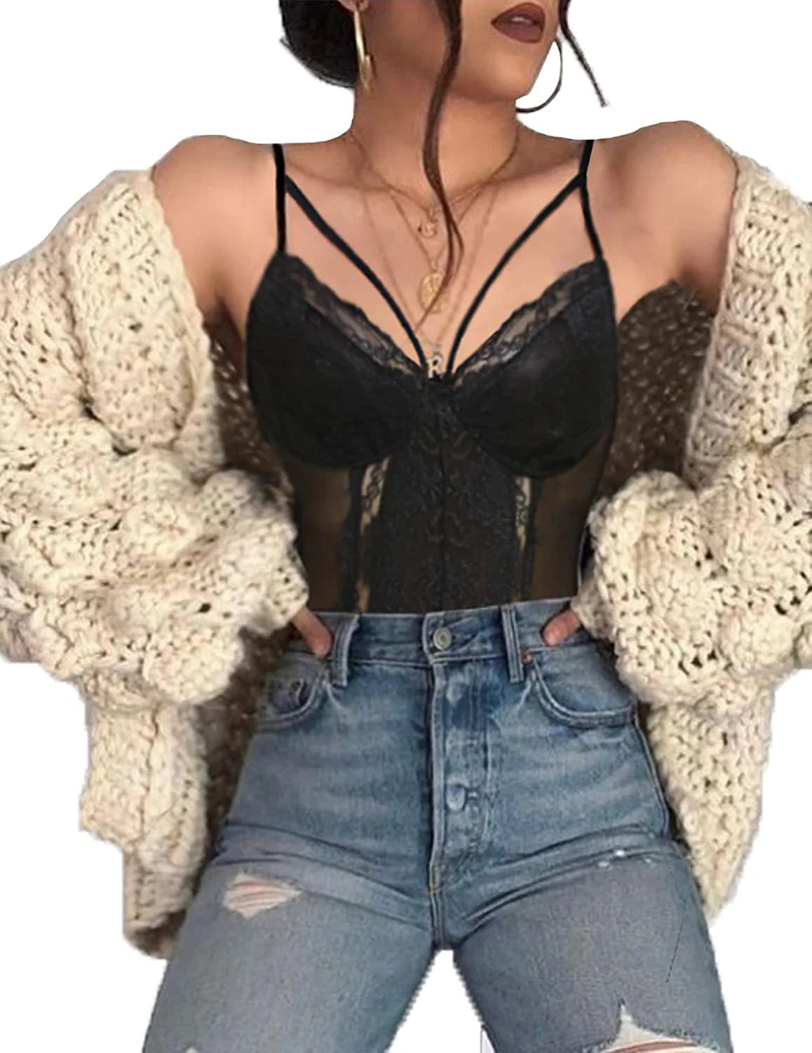 Garter Lingerie for Women Sexy Lace Teddy Chemise One Piece Bodysuit