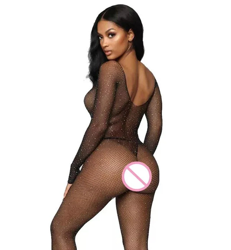 Diamond Bodysuit | Bodystocking | Rhinestone Lingerie | See through Lingerie