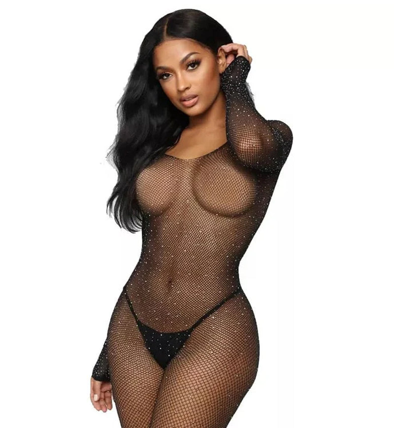 Diamond Bodysuit | Bodystocking | Rhinestone Lingerie | See through Lingerie